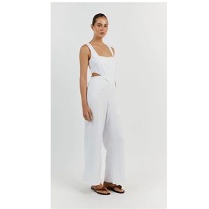 Dissh white linen jumpsuit